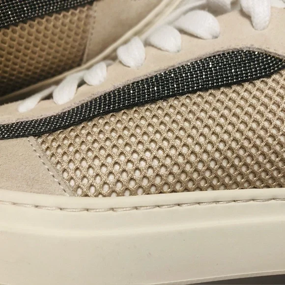 Brunello Cucinelli Beige and Silver/Black women’s Low-Top Sneakers - Picture 7 of 8